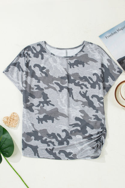Camo Short Sleeve Round Neck T-Shirt