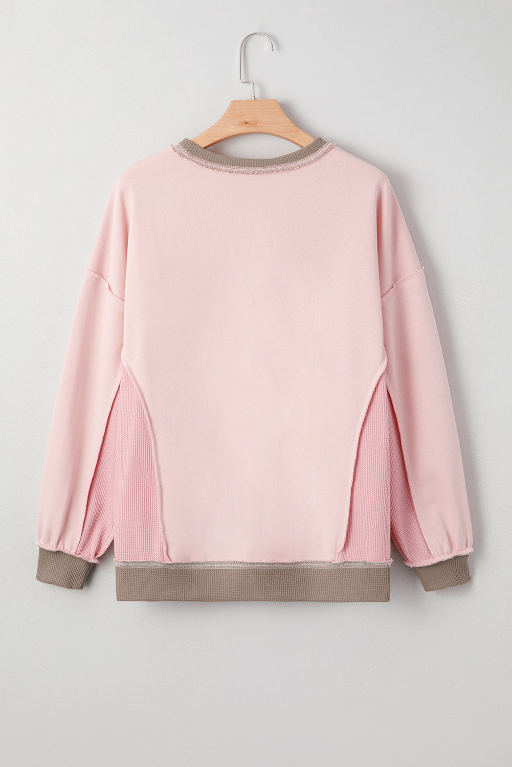 Colorblock Waffle Patchwork Oversize Sweatshirt