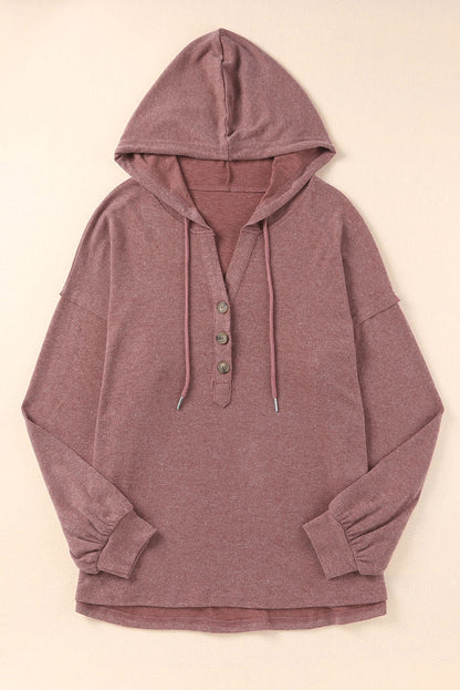 Half Buttoned High Low Hoodie