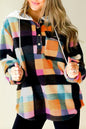 Plaid Colorblock Flap Pocket Hoodie