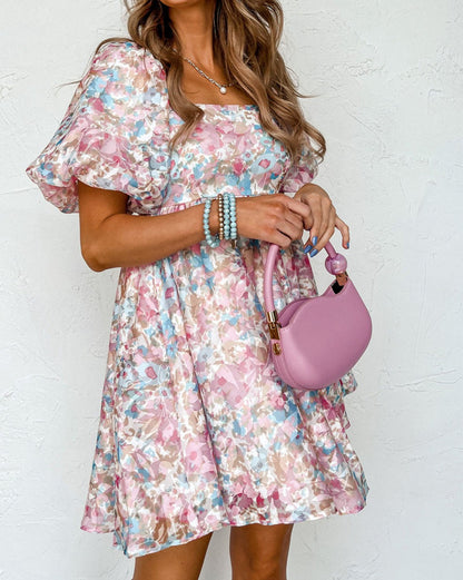 Floral Puff Sleeve Babydoll Dress