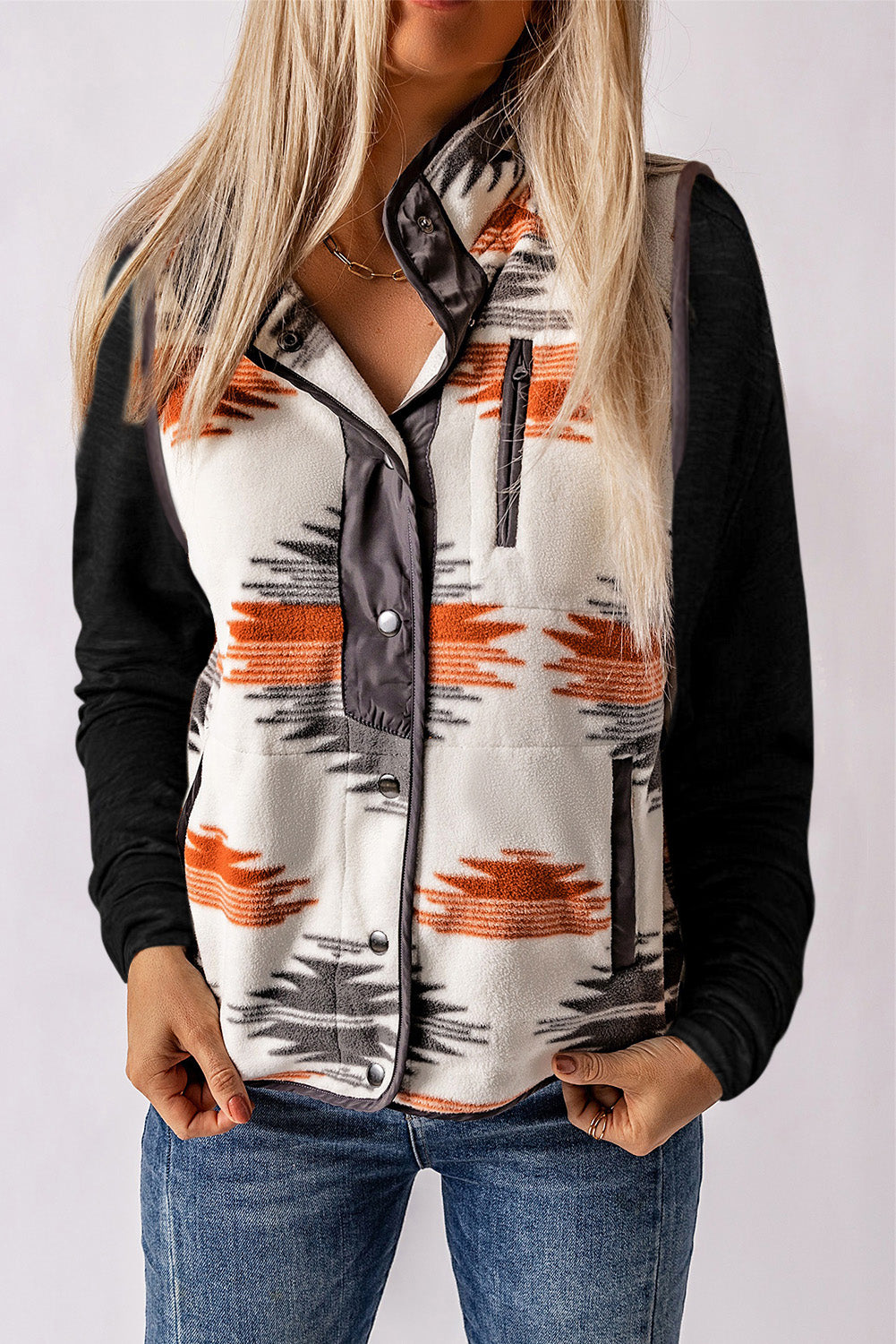 Aztec Western Buttoned Vest Jacket