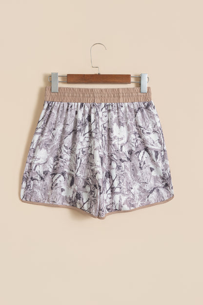 Camo Drawstring High Waist Active Shorts