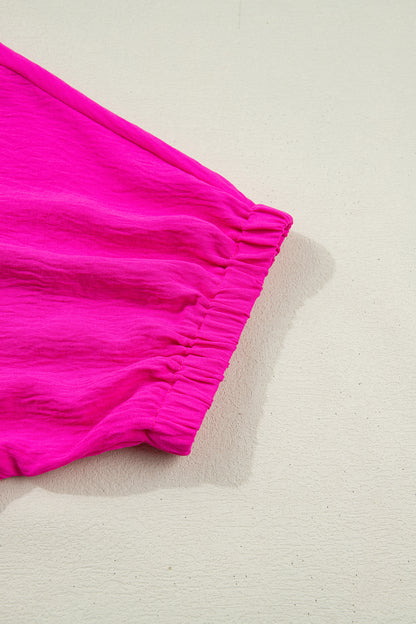 Leopard Patchwork Dolman Sleeve V-Neck Blouse