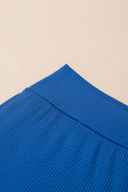 Ribbed Knit Tankini & Skort Swimsuit Set