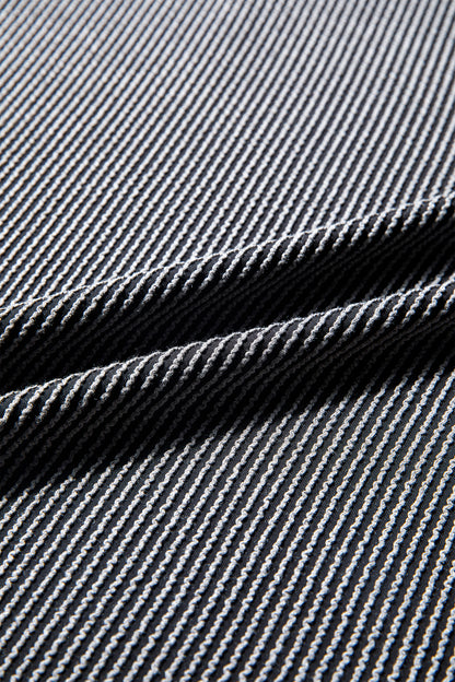 Solid Corded Knit Long Sleeve Top