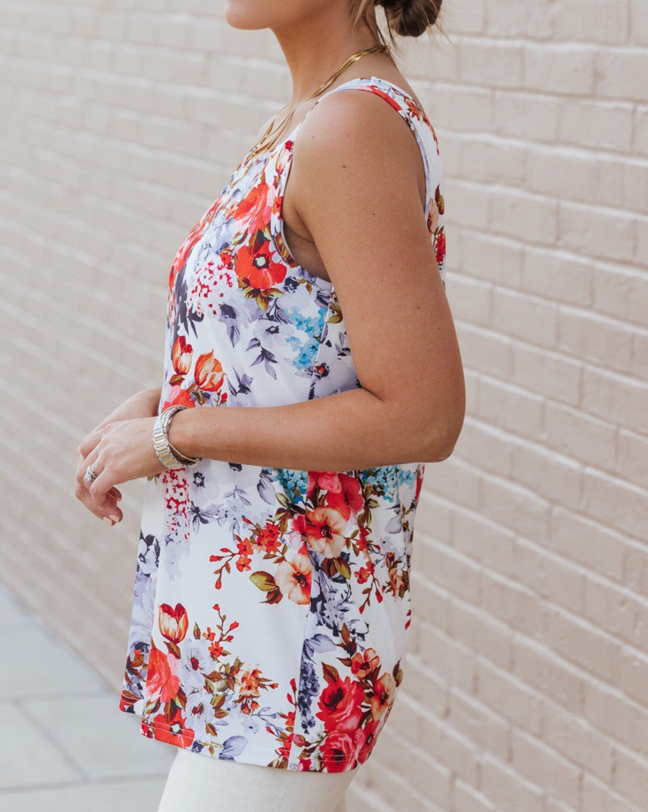 Floral Scoop Neck Tank Top