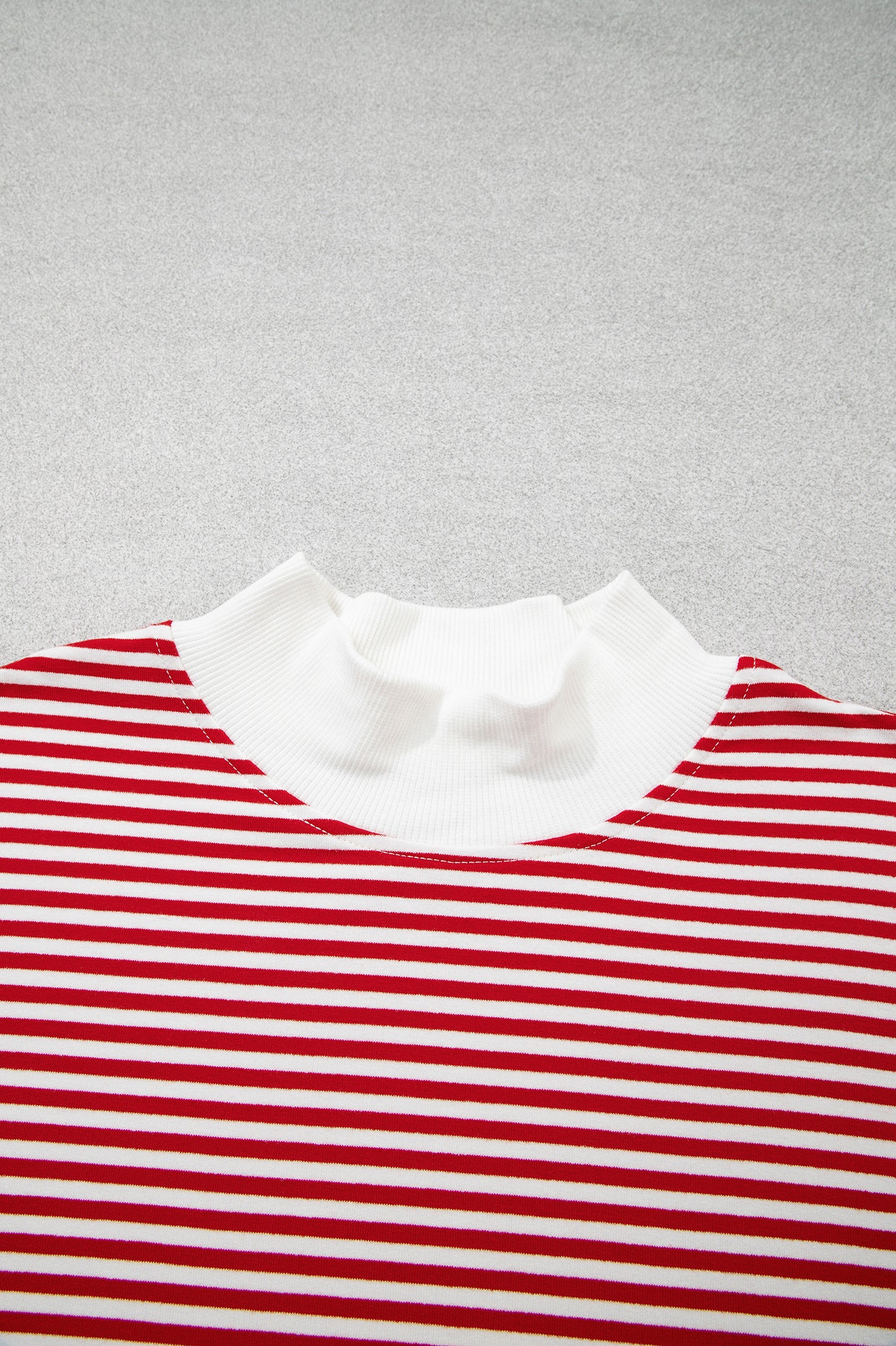 Stripe Oversized Mock Neck Sweatshirt & Shorts Set