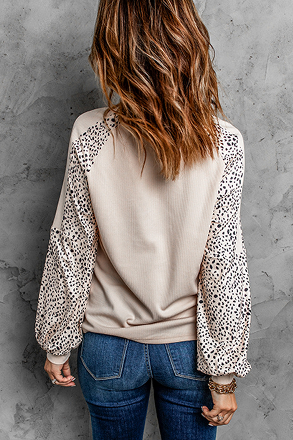 Leopard Colorblock Raglan Pullover Top