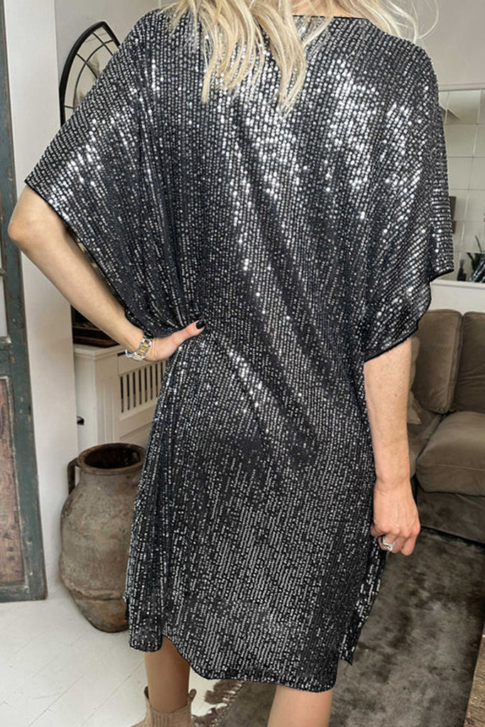 Sequin Dolman Sleeve Shift Dress – Pretty Bash