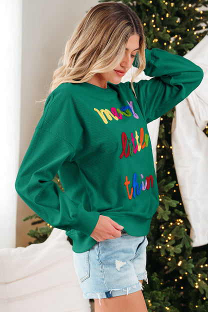 Merry Little Thing Textured Long Sleeve Sweatshirt
