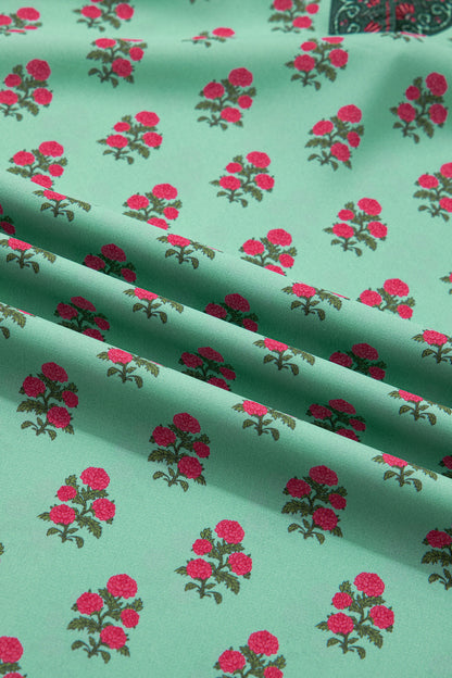 Plus Size Floral Contrast Trim V-Neck Blouse