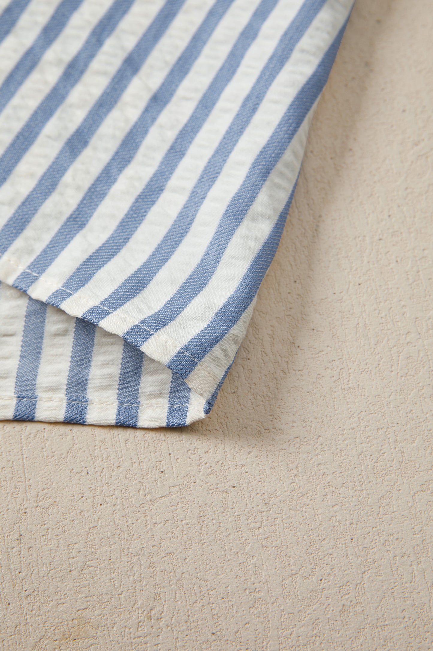 Stripe Leopard Trim V-Neck Buttoned Short Sleeve Shirt