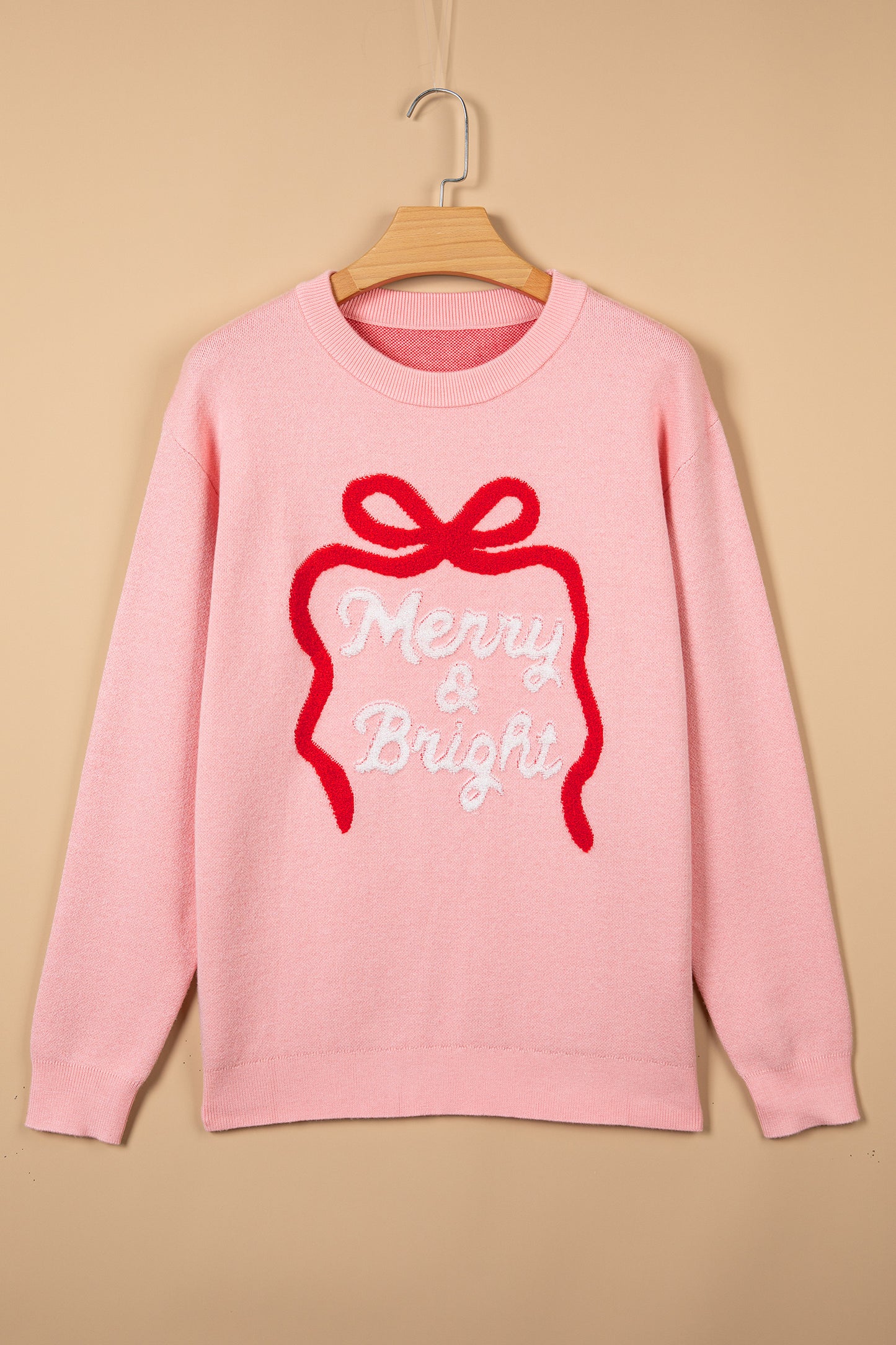 Christmas Bow Merry & Bright Bouclé Textured Sweater