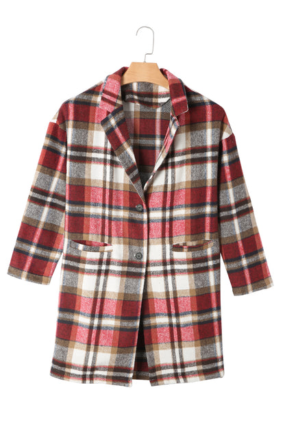 Plaid Pocketed Coat Jacket