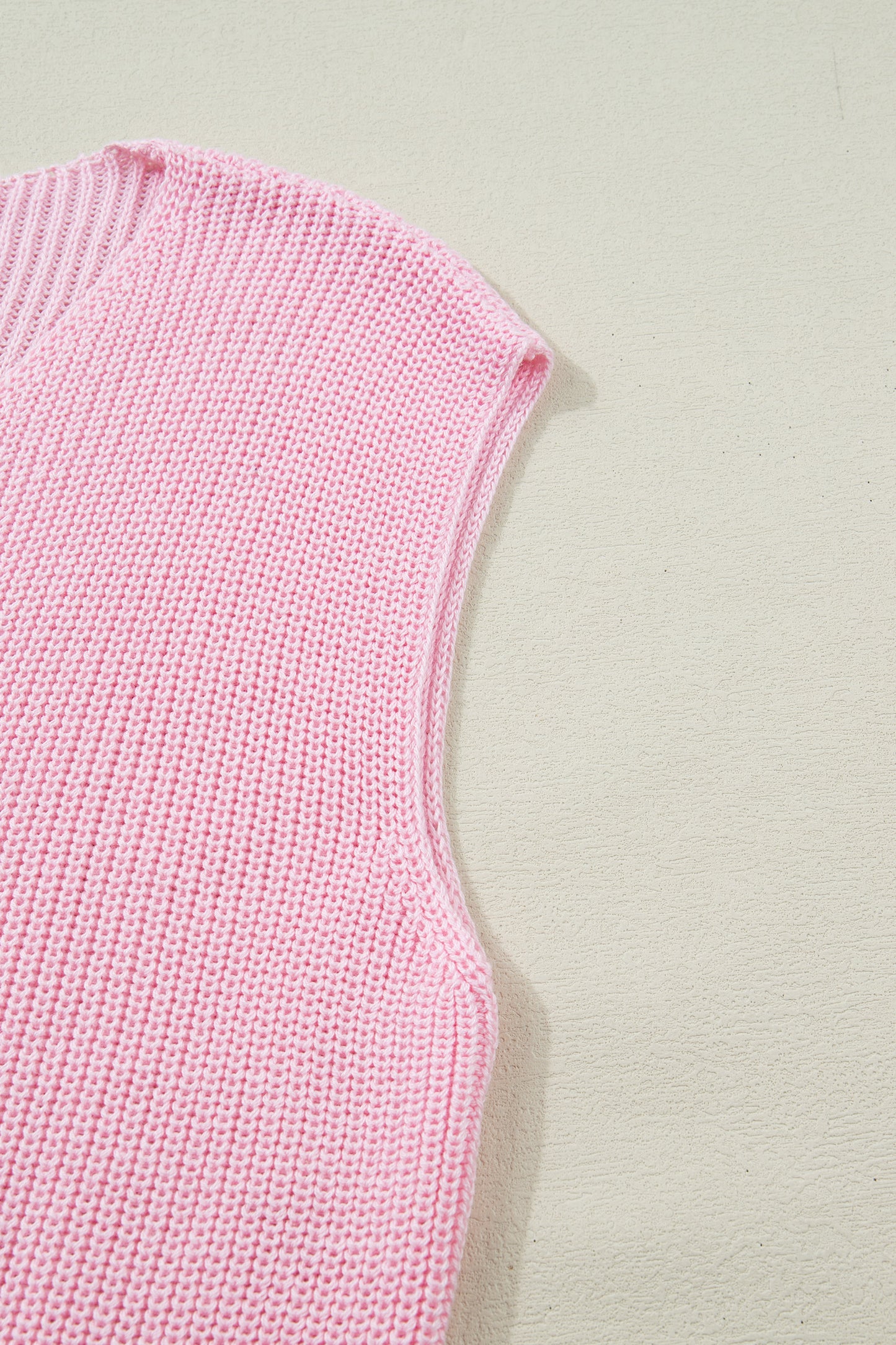 Solid Button Front V-Neck Sweater Knit Vest