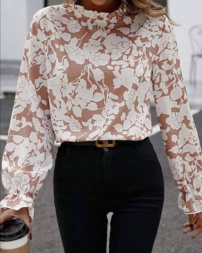 Floral Ruffle Long Sleeve Blouse