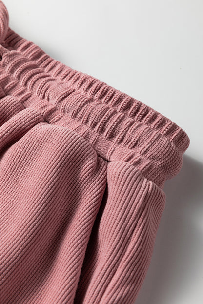 Solid Textured Knit Pullover and Shorts Set