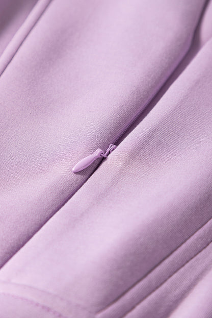 Solid Zipped Collar Short Sleeve High Waist Romper