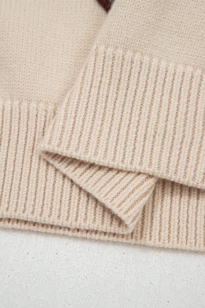 Western Corded Horseshoe Mock Neck Short Sleeve Sweater