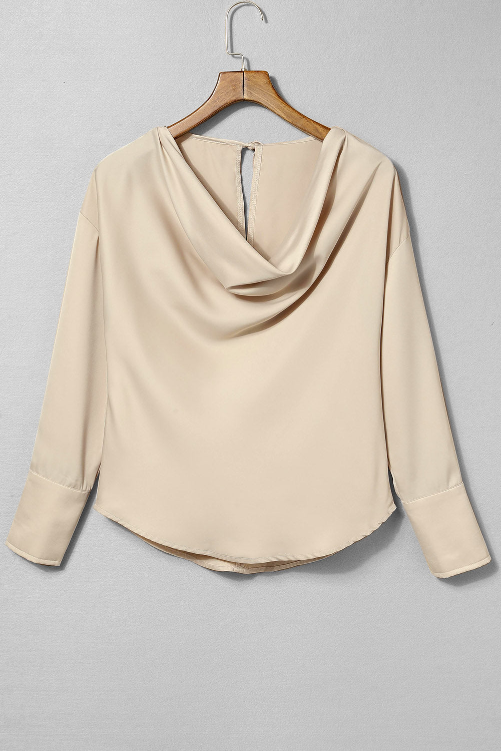 Drape Neckline Long Sleeve Blouse