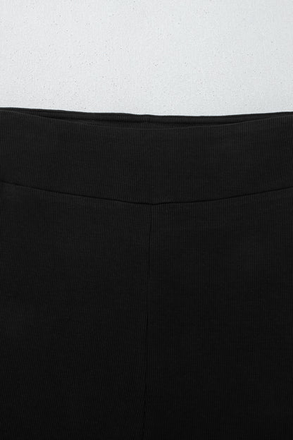 Solid Oversize Sweatshirt and Ribbed Leggings Set