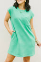 Textured Cap Sleeve T-Shirt Dress