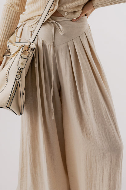 Pleated Drop Waist Wide Leg Pants