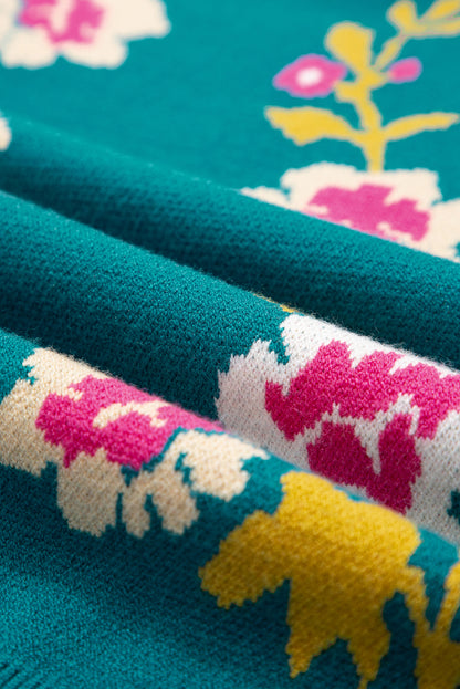 Floral Knit Crewneck Short Sleeve Top