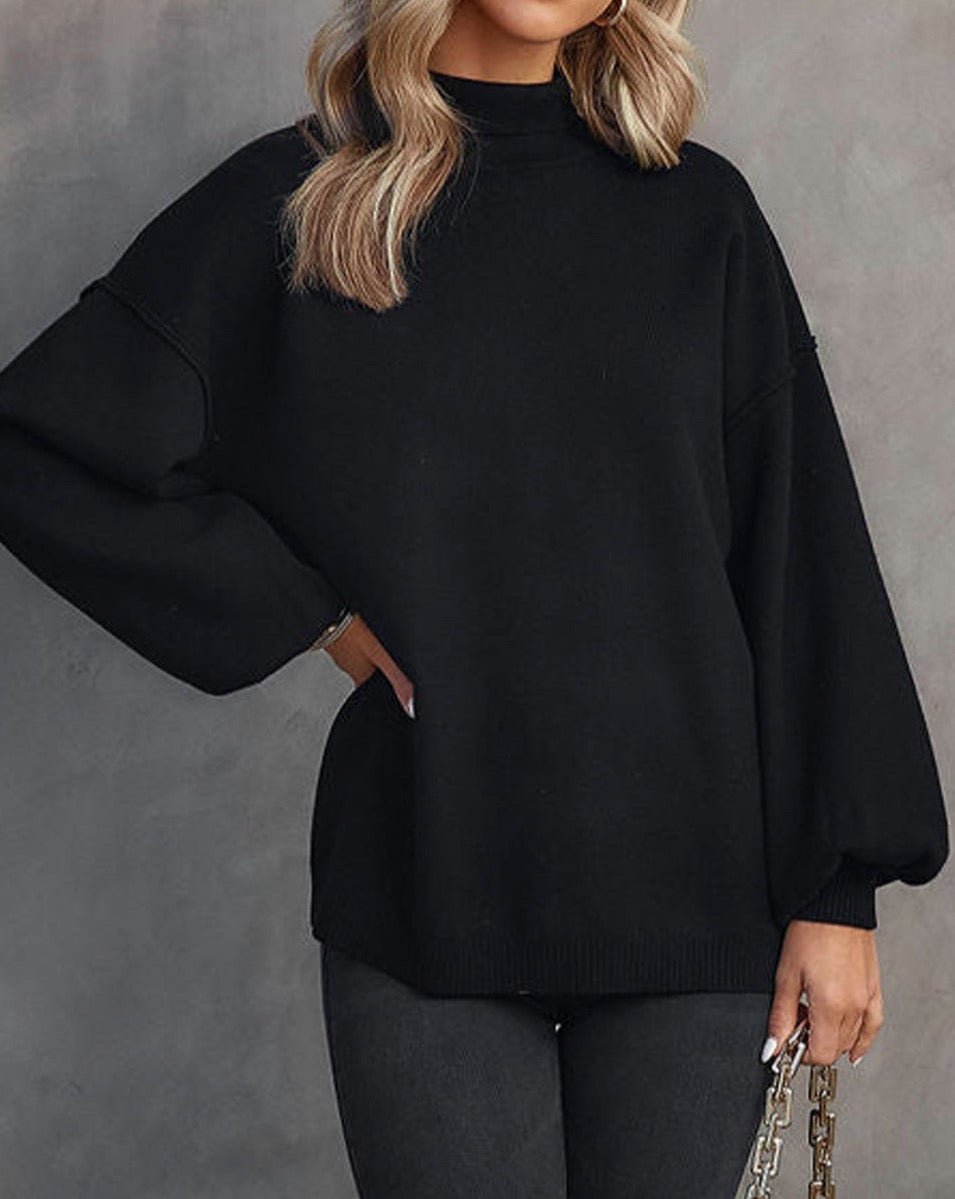 Turtleneck Lantern Long Sleeve Sweater