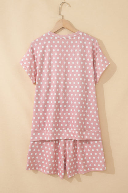 Polka Dot Relaxed Top & Drawning Shorts Set