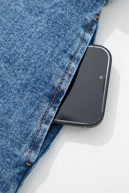 Western Denim Belted Button Down Sleeveless Dress