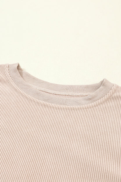 Solid Ribbed Corduroy Long Sleeve Oversized Sweatshirt
