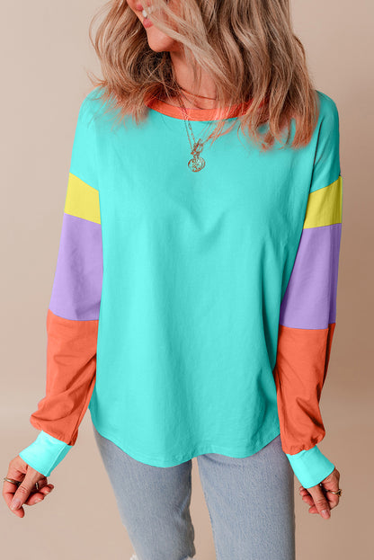 Colorblock Patchwork Long Sleeve Top