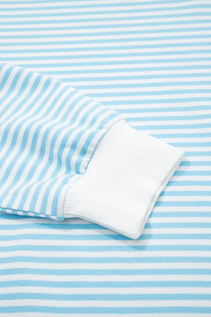Stripe Oversized Mock Neck Sweatshirt & Shorts Set