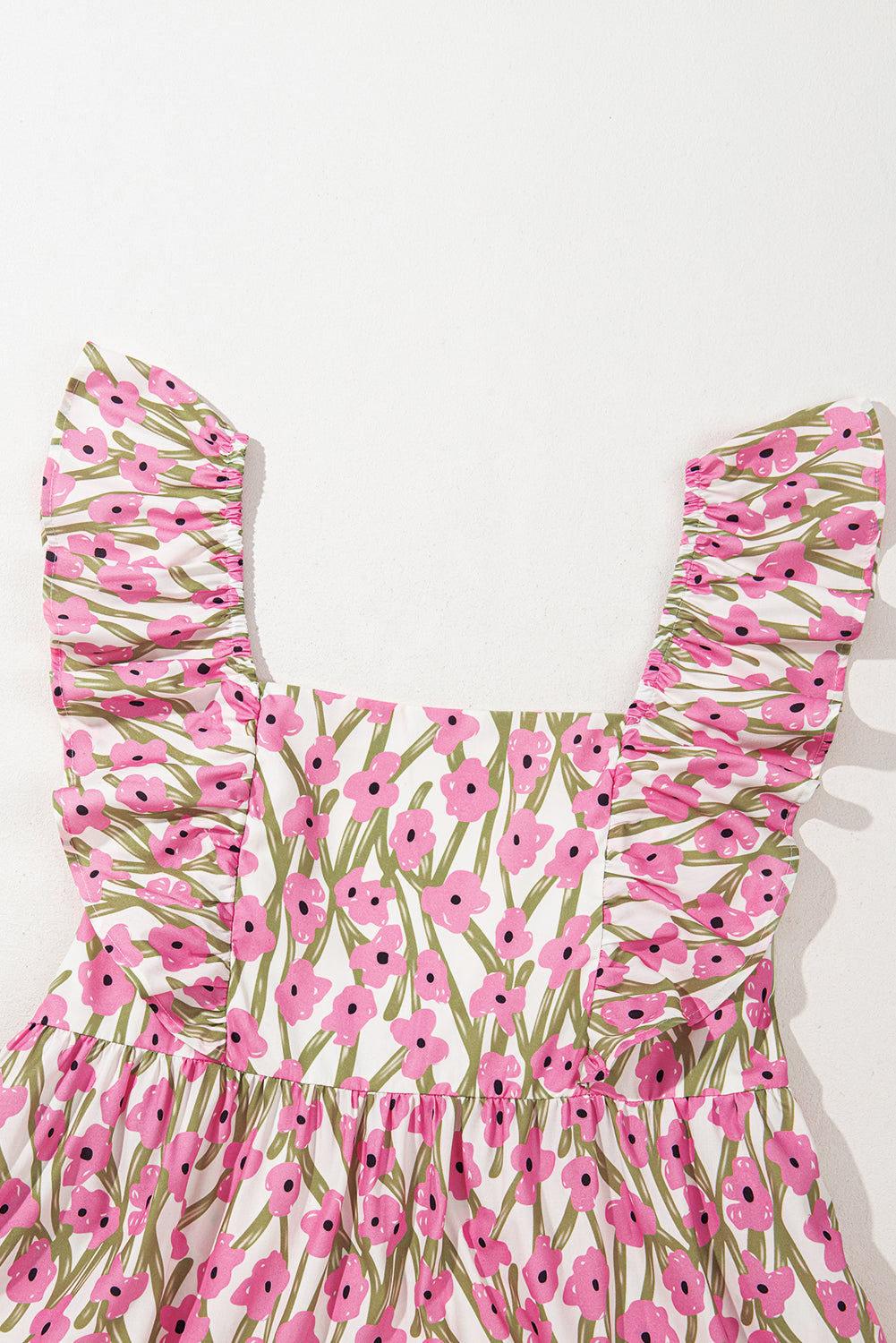 Plus Size Floral Square Neck Ruffle Strap Maxi Dress