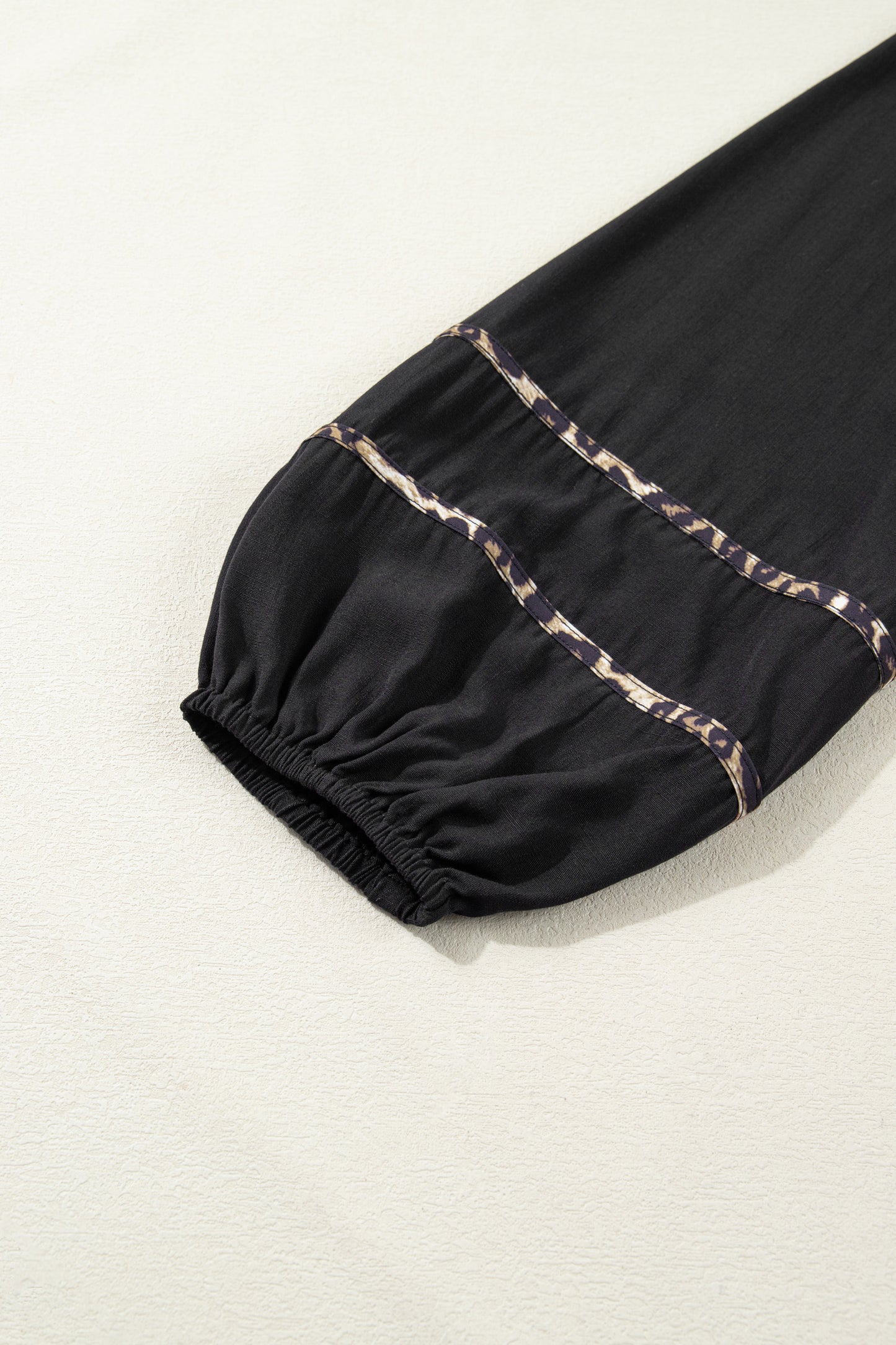 Leopard Contrast Trim Split Neck Midi Dress