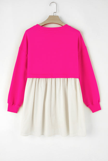 Colorblock Sweatshirt Poplin Mini Dress