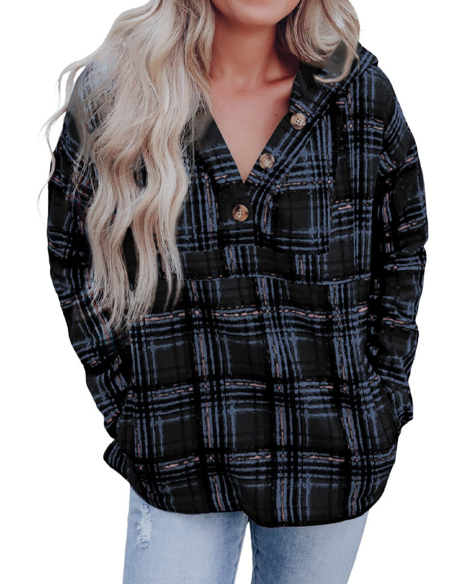 Plaid Pocketed Pullover Hoodie