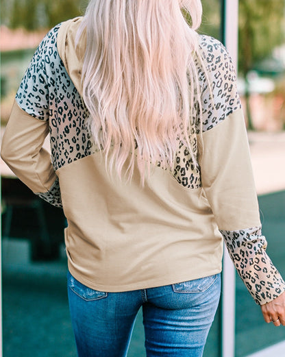 Leopard Colorblock Hooded Sweatshirt