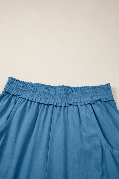 Smocked High Waist Drawstring Pocket Jogger Pants
