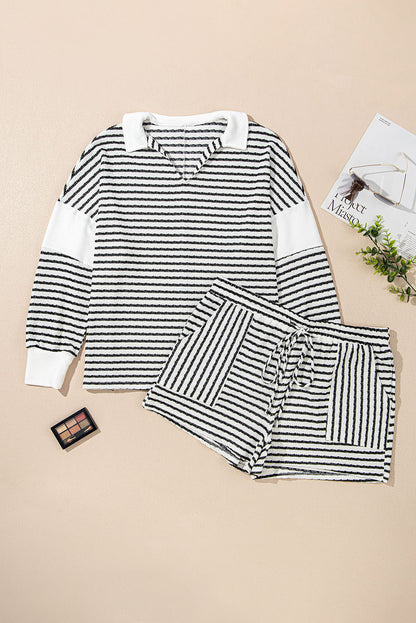 Stripe Top and Shorts Set Plus Size