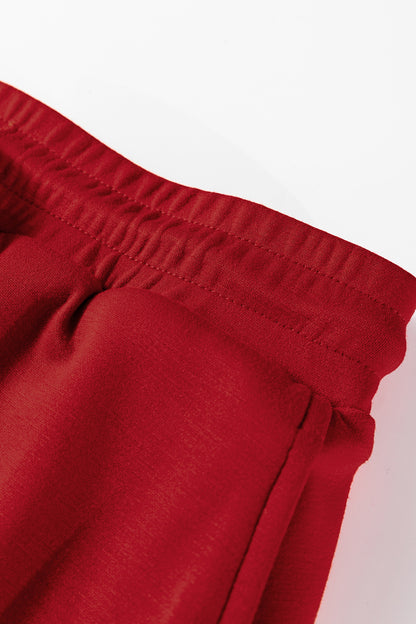 Solid Drop Shoulder Pullover and Mini Skirt Set