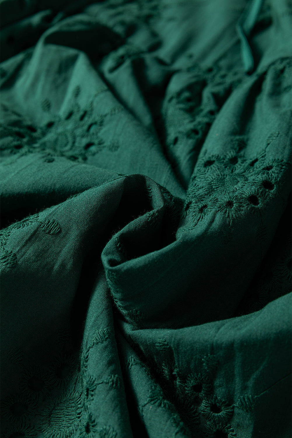 Solid Embroidered Eyelet 3/4 Sleeve Mini Dress