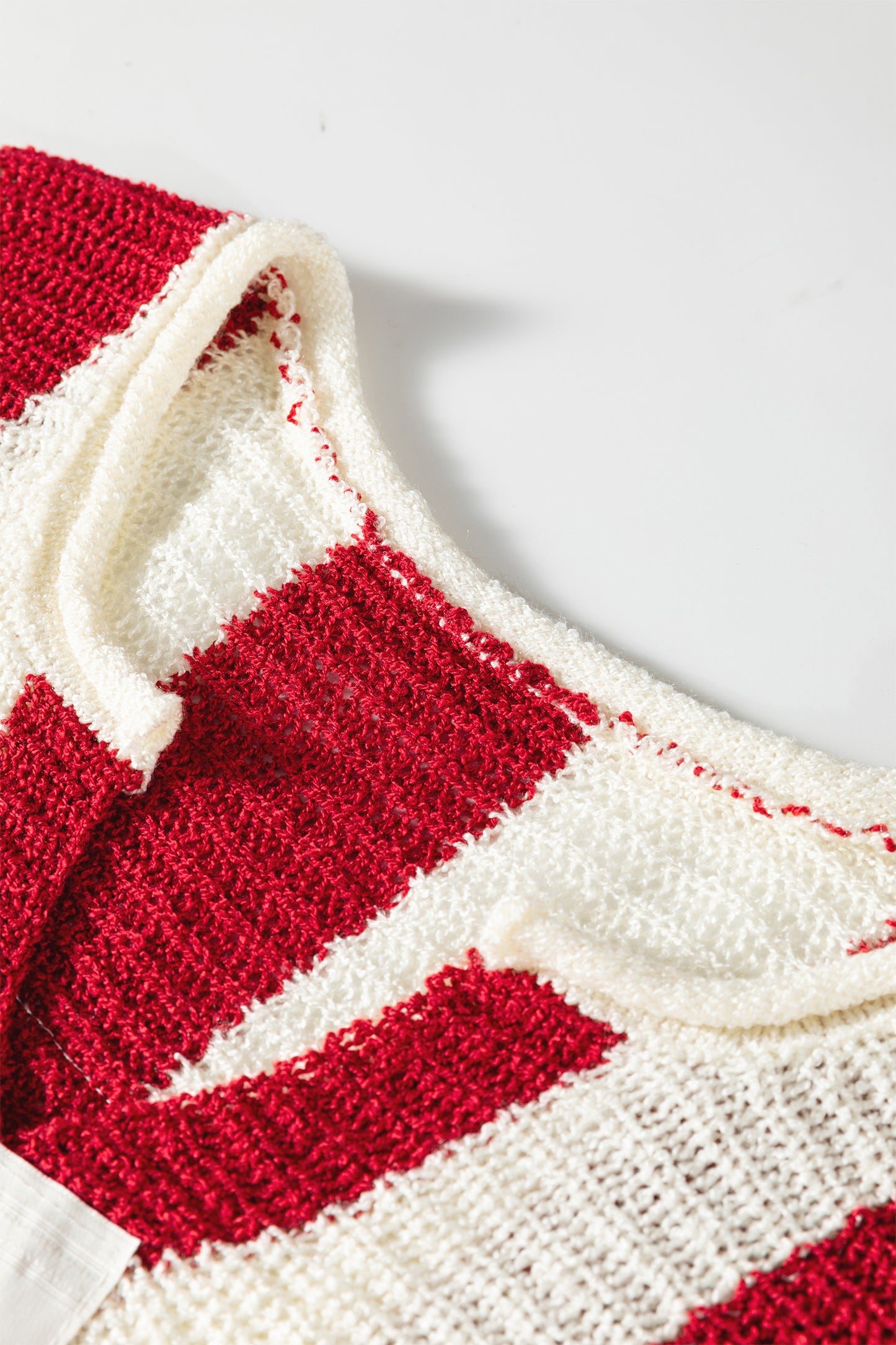 Colorblock Stripe V-Neck 3/4 Sleeve Sweater