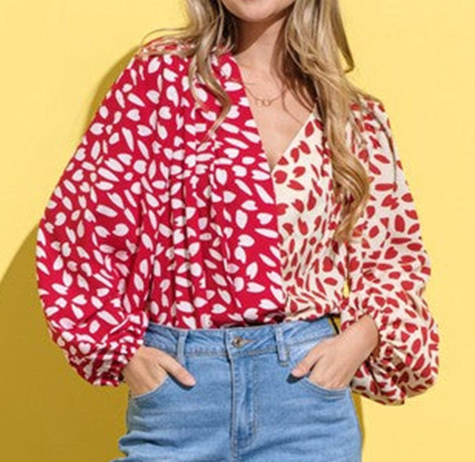 Petal Print Long Sleeve Bodysuit