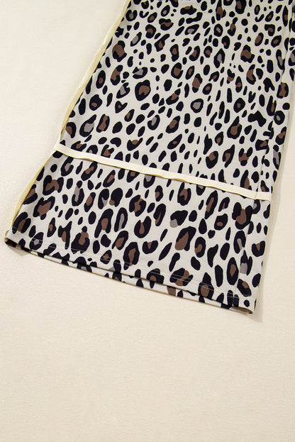 Plus Size Leopard Reverse Seam Patch Pocket Pants