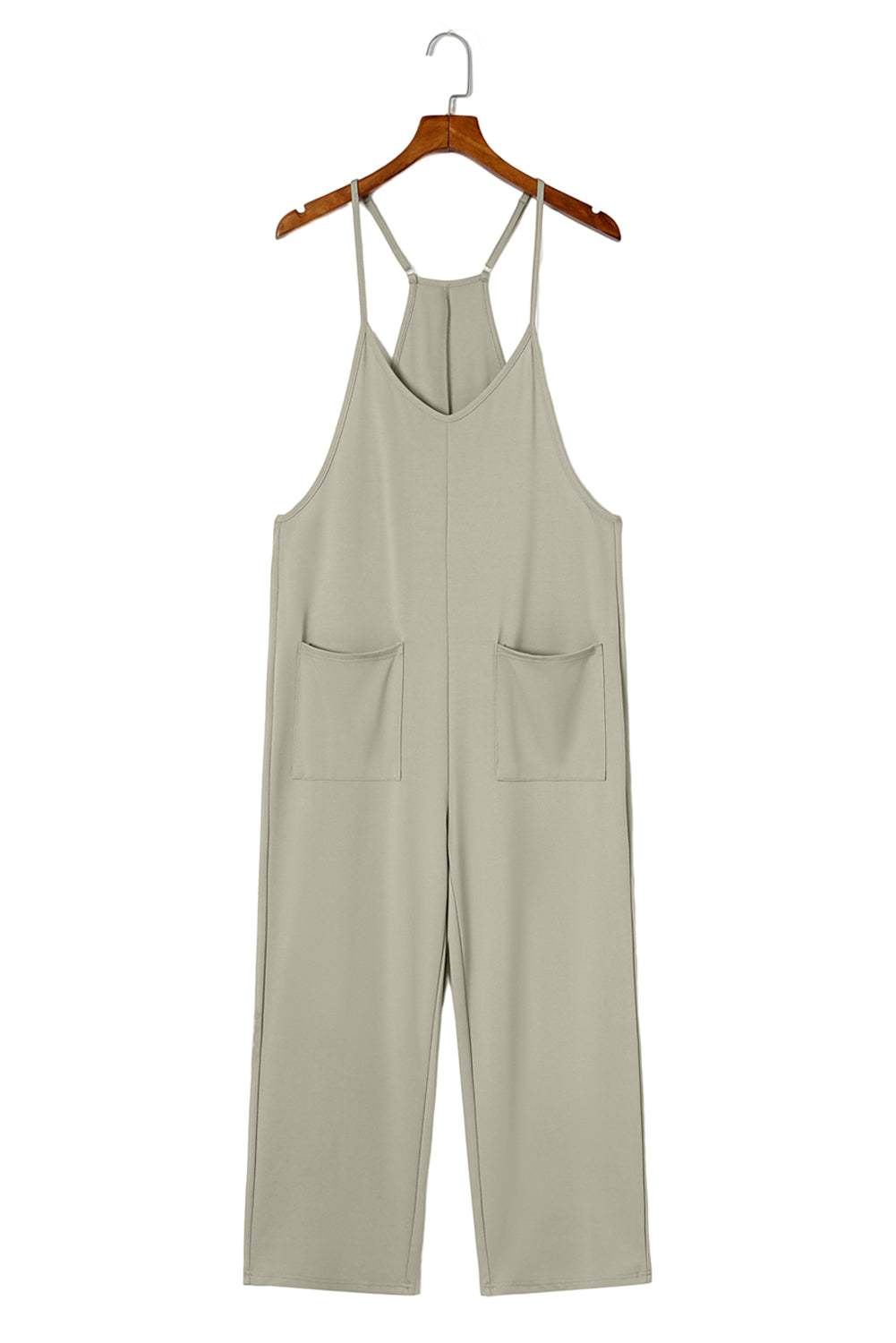 Plunging V-Neck Pocketed Jumpsuit