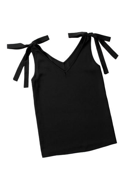 Bow Shoulder V-Neck Tank Top