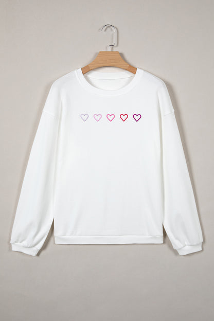 Valentine XOXO & Heart Embroidered Sweatshirt